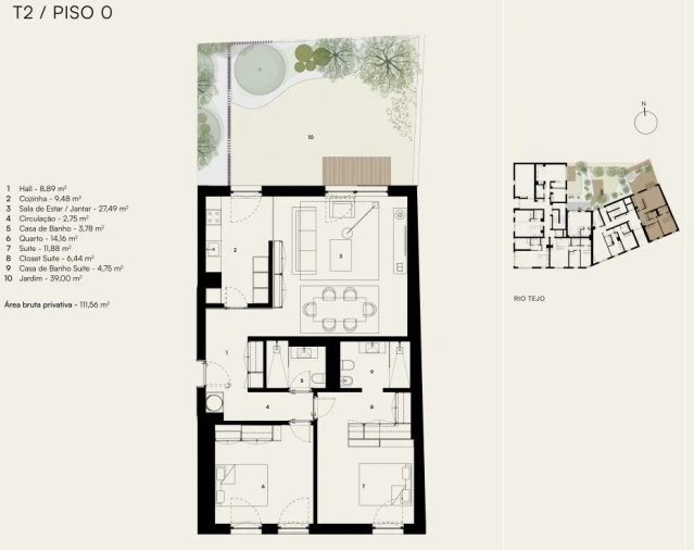 Apartamento T2 para Venda em Alcantara Planta 1