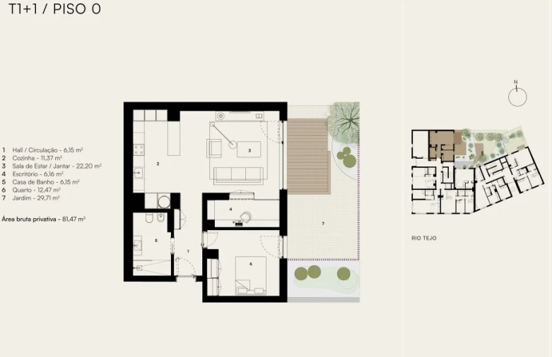 Apartamento T1 para Venda em Alcantara Planta 1