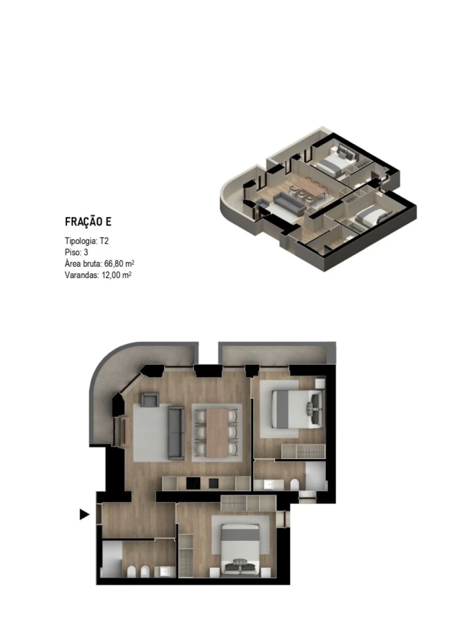 Apartamento T2 para Venda em Santa Maria Maior e Monserrate e Meadela Planta 1