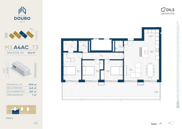 Apartamento T3 para Venda em Canidelo Planta 1