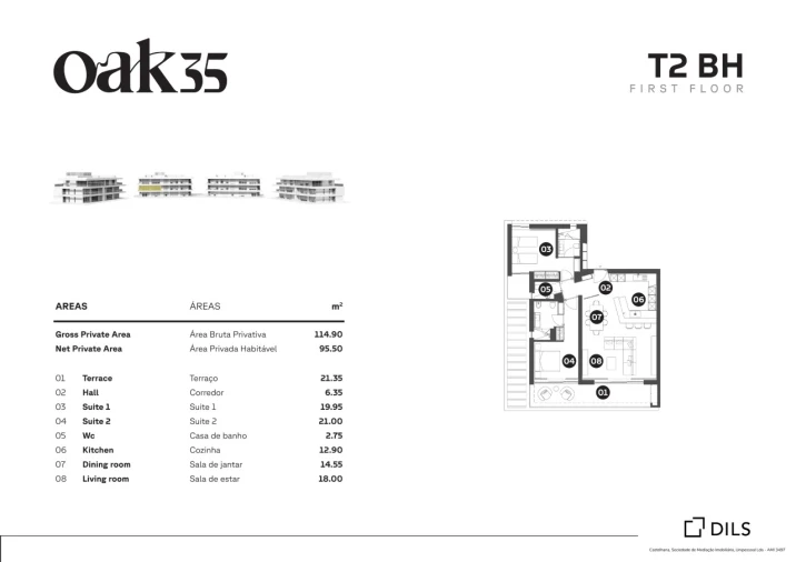 Apartamento T2 para Venda em Quarteira Planta 1