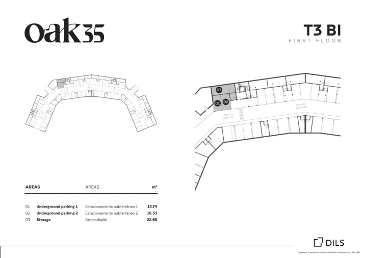 Apartamento T3 para Venda em Quarteira Planta 1
