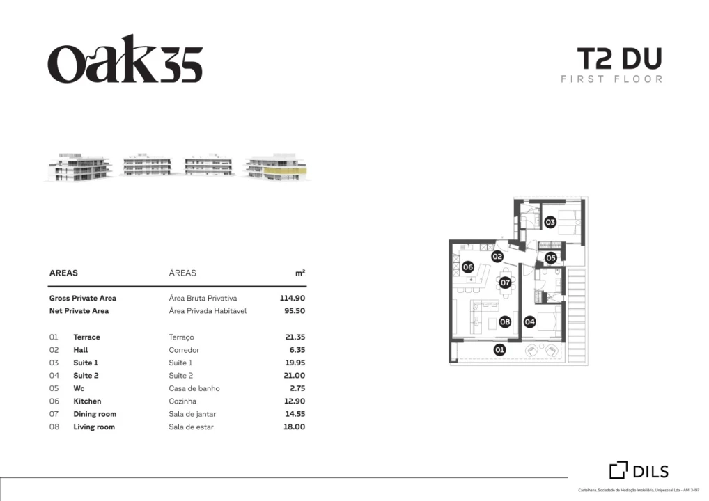 Apartamento T2 para Venda em Quarteira Planta 2