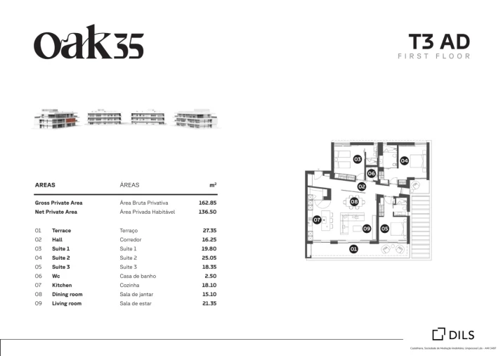 Apartamento T3 para Venda em Quarteira Planta 1