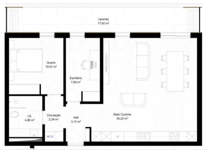 Apartamento T1 para Venda em Portimão Planta 1