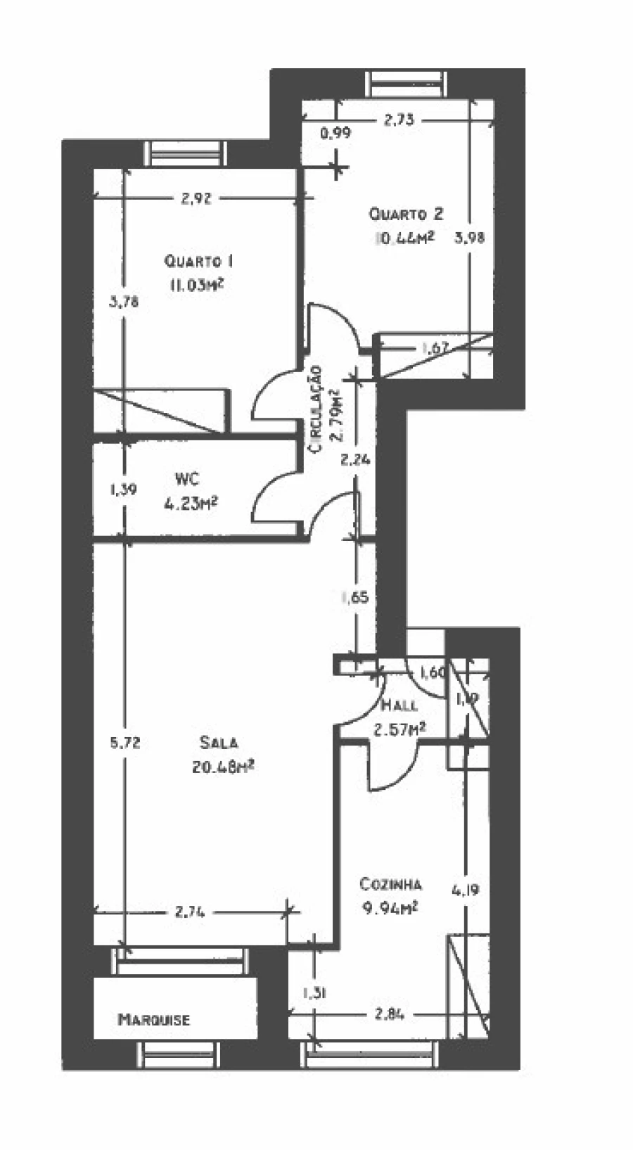 Apartamento T2 para Venda em Darque Planta 1