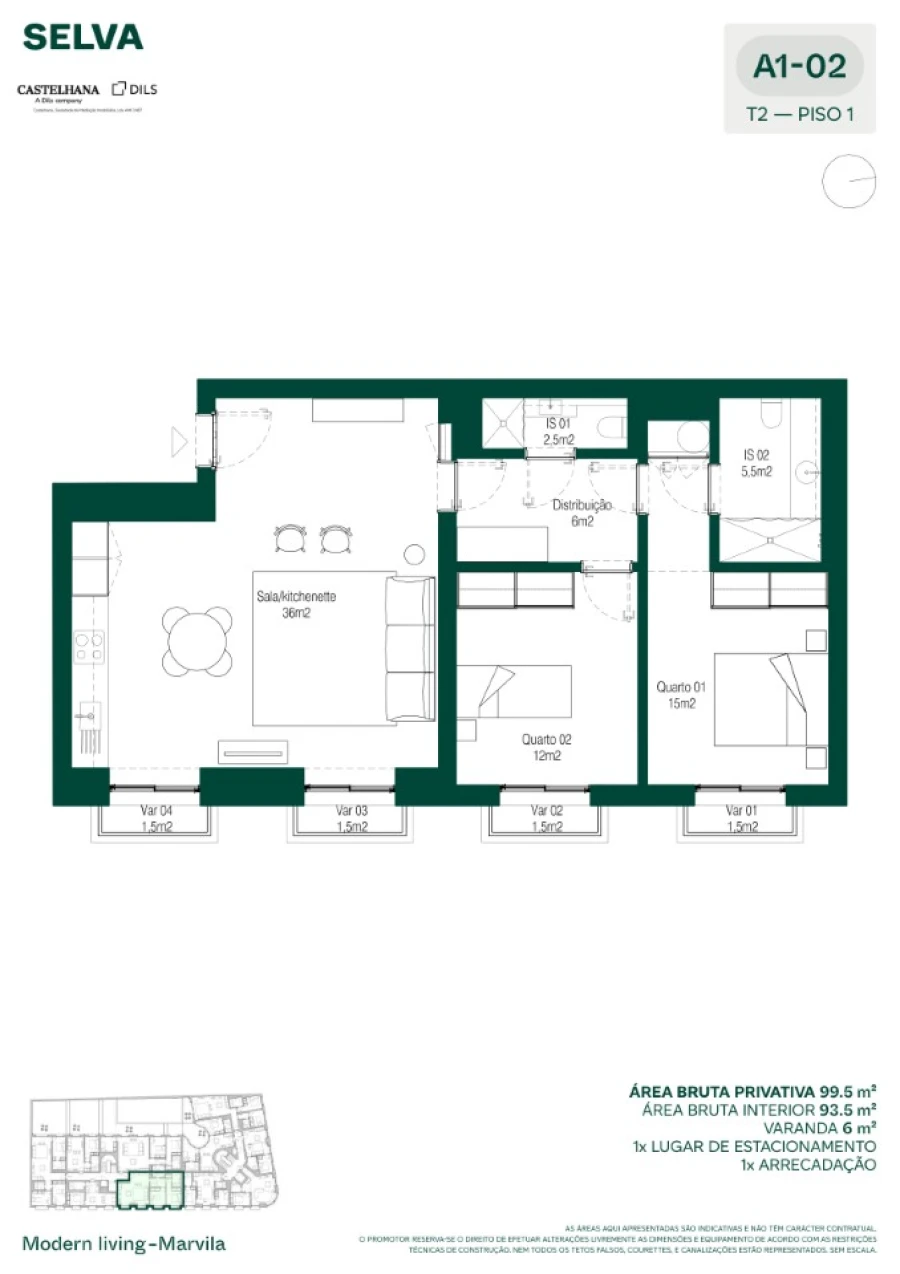Apartamento T2 para Venda em Marvila Planta 1
