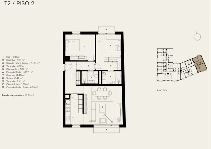 Apartamento T2 para Venda em Alcantara Planta 1