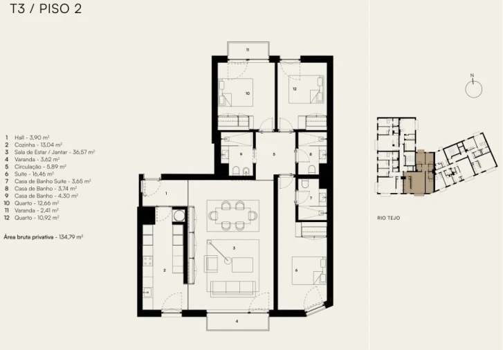 Apartamento T3 para Venda em Alcantara Planta 1