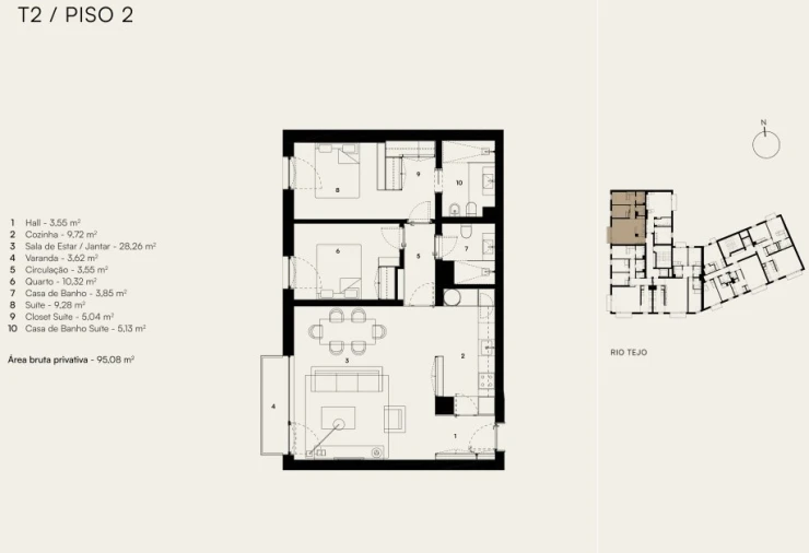 Apartamento T2 para Venda em Alcantara Planta 1