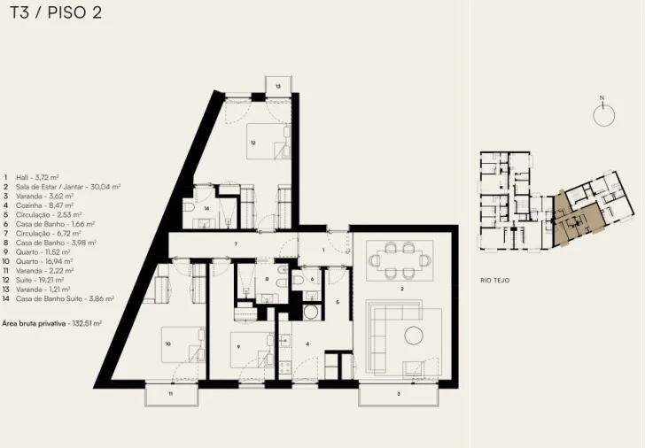 Apartamento T3 para Venda em Alcantara Planta 1