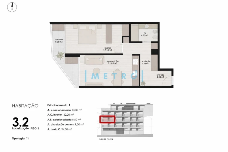 Apartamento T1 para Venda em Mafamude e Vilar do Paraíso Foto 6