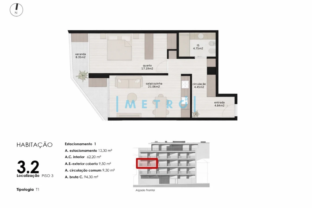 Apartamento T1 para Venda em Mafamude e Vilar do Paraíso Foto 6