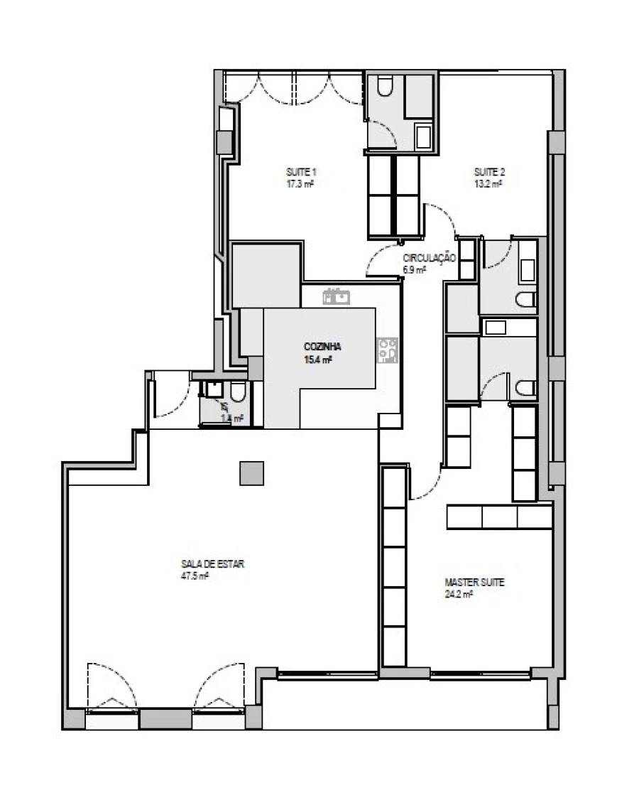 Apartamento T3 para Venda em Santo António Planta 1