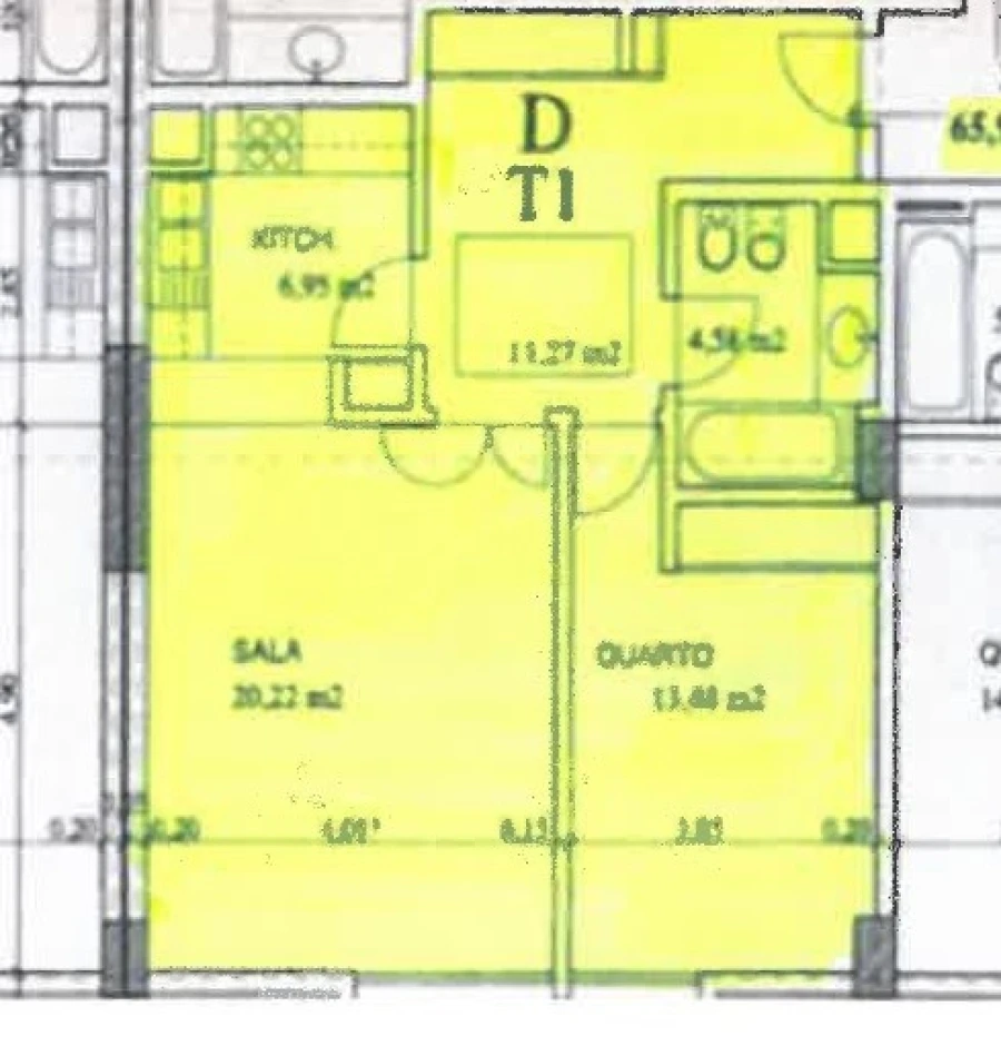 Apartamento T1 para Arrendamento em Arroios Planta 1
