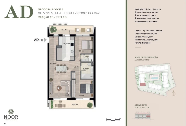 Apartamento T2 para Venda em Luz de Tavira e Santo Estêvão Planta 1