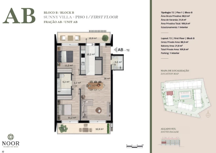 Apartamento T2 para Venda em Luz de Tavira e Santo Estêvão Planta 1