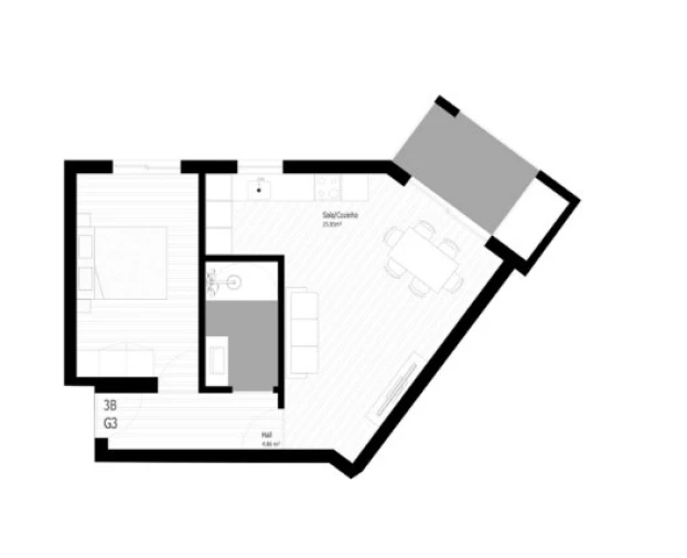 Apartamento T1 para Venda em Pedrouços Planta 1