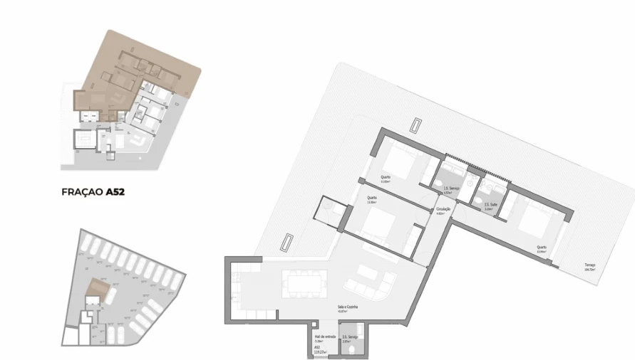 Apartamento T3 para Venda em Bougado (São Martinho e Santiago) Planta 1