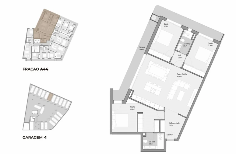 Apartamento T3 para Venda em Bougado (São Martinho e Santiago) Planta 1