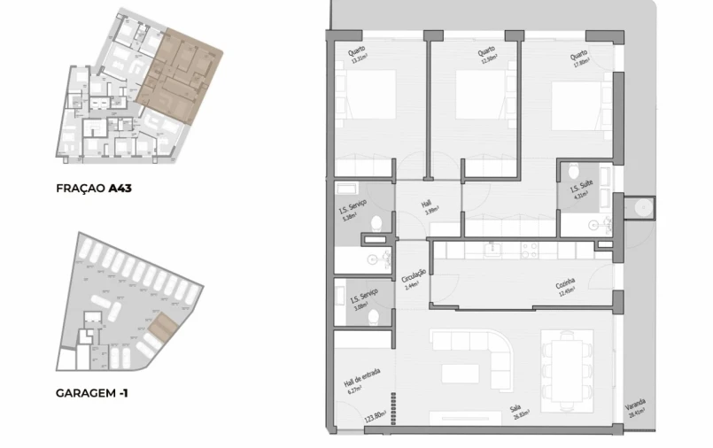 Apartamento T3 para Venda em Bougado (São Martinho e Santiago) Planta 1