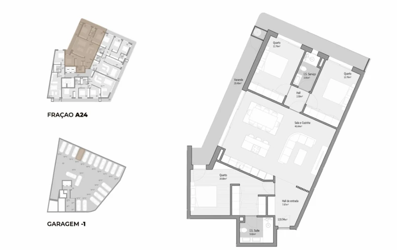 Apartamento T3 para Venda em Bougado (São Martinho e Santiago) Planta 1