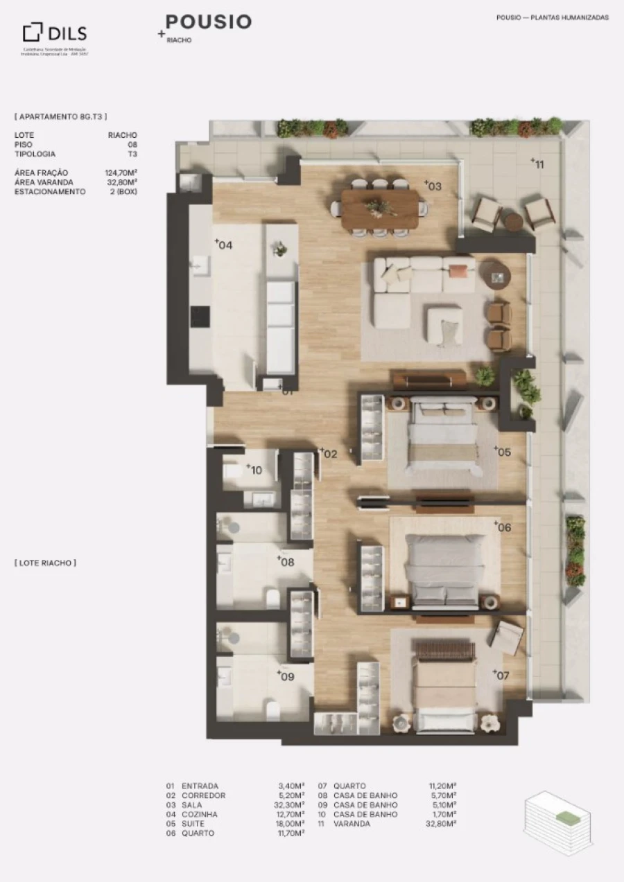 Apartamento T3 para Venda em Ramalde Planta 1