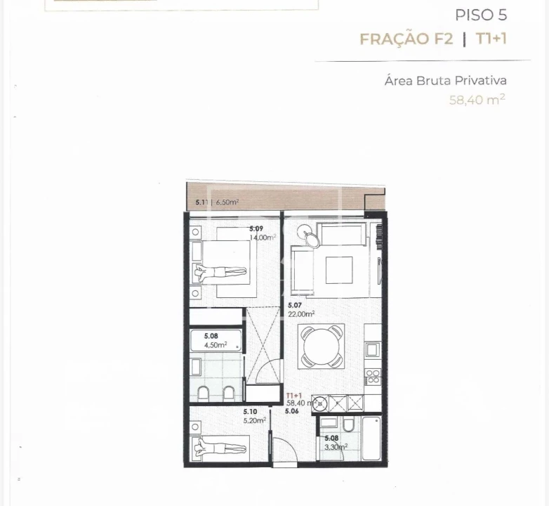 Apartamento T1 para Venda em Canidelo Foto 9