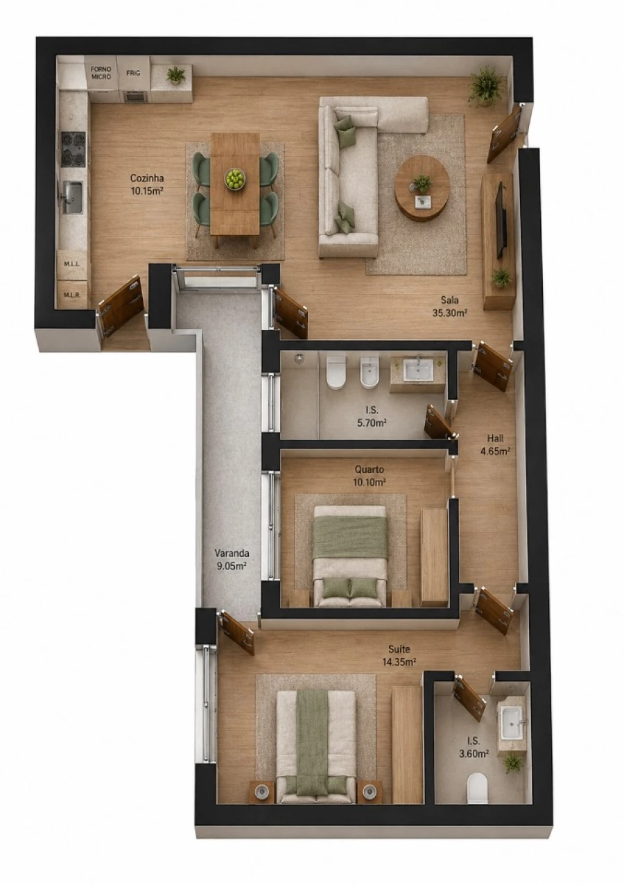 Apartamento T2 para Venda em Lordelo Planta 1