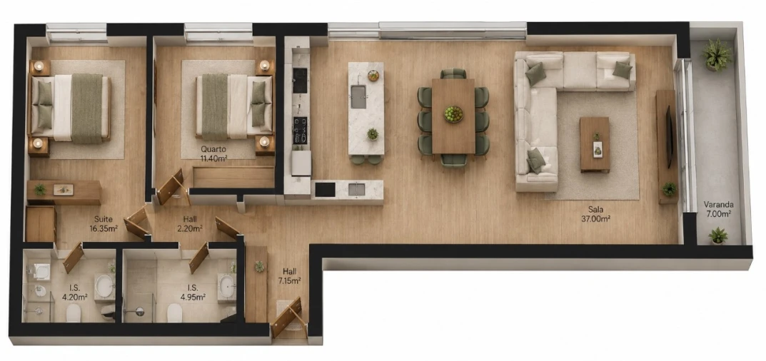 Apartamento T2 para Venda em Lordelo Planta 1