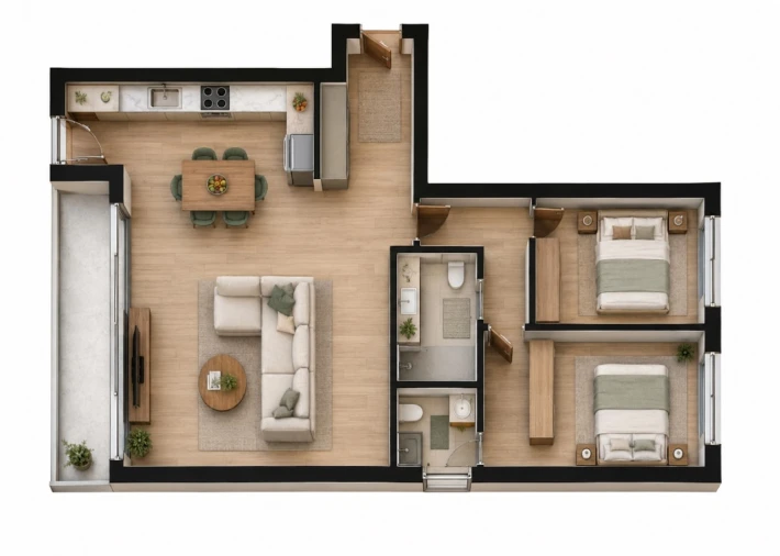 Apartamento T2 para Venda em Lordelo Planta 1