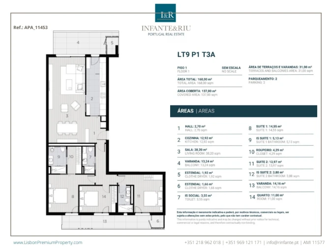 Apartamento T3 para Venda em Algés, Linda-A-Velha e Cruz Quebrada-Dafundo Planta 1