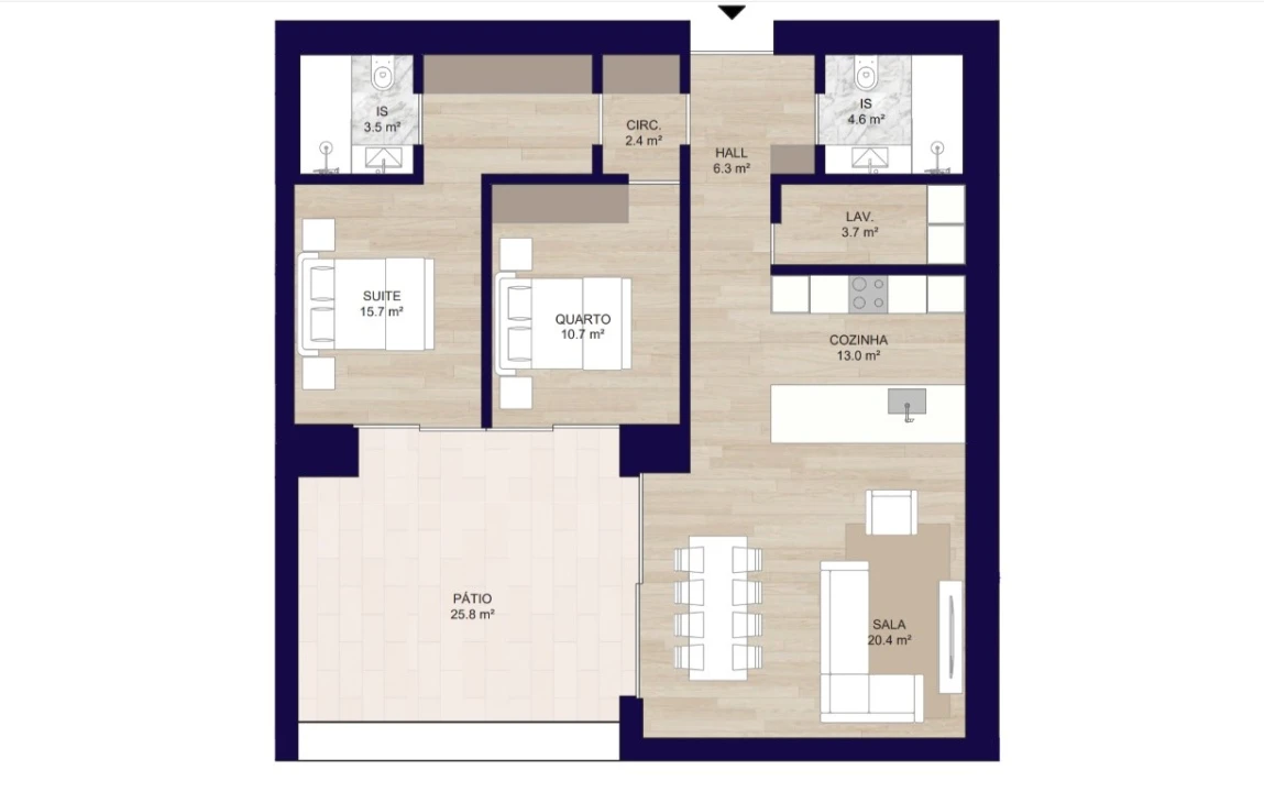 Apartamento T2 para Venda em Matosinhos e Leça da Palmeira Planta 2