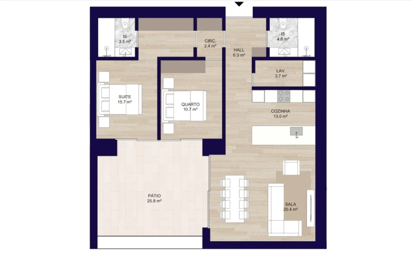 Apartamento T2 para Venda em Matosinhos e Leça da Palmeira Planta 2