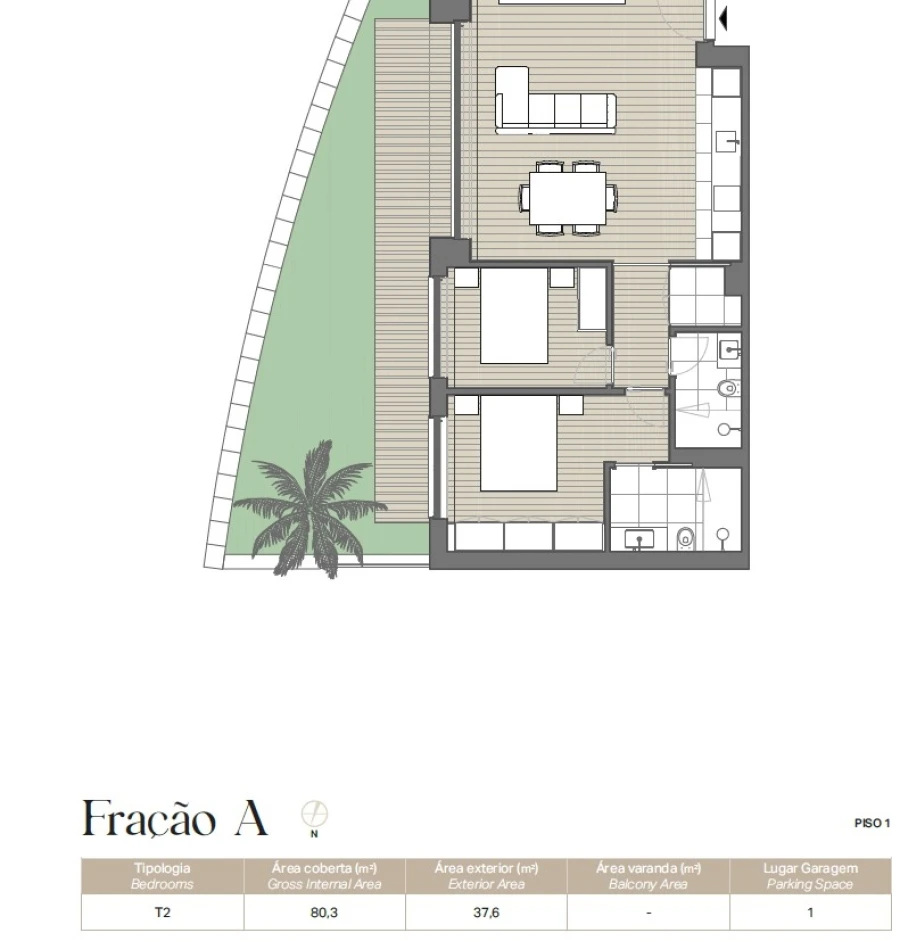 Apartamento T2 para Venda em Lordelo do Ouro e Massarelos Planta 1