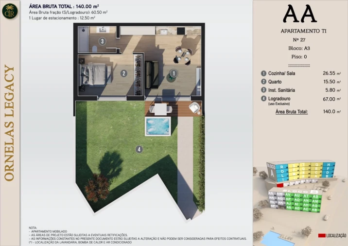 Apartamento T1 para Venda em Calheta Planta 1