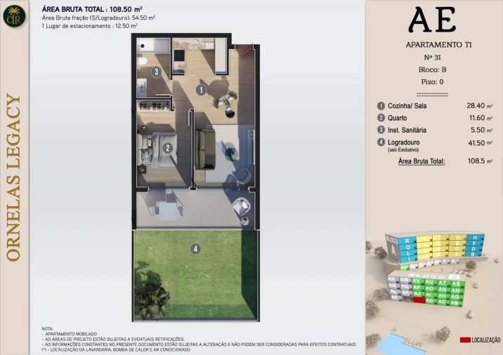 Apartamento T1 para Venda em Calheta Planta 1