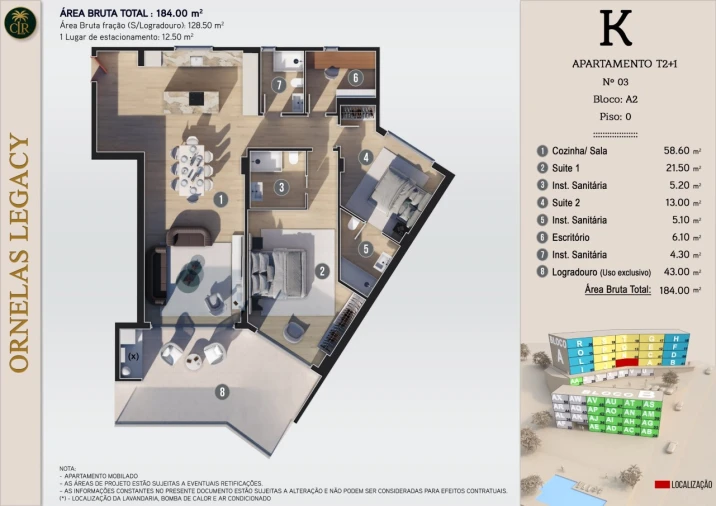 Apartamento T2 para Venda em Calheta Planta 1