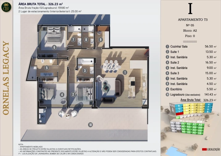 Apartamento T3 para Venda em Calheta Planta 1
