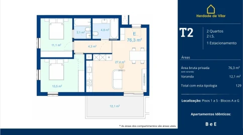 Apartamento T2 para Venda em Mafamude e Vilar do Paraíso