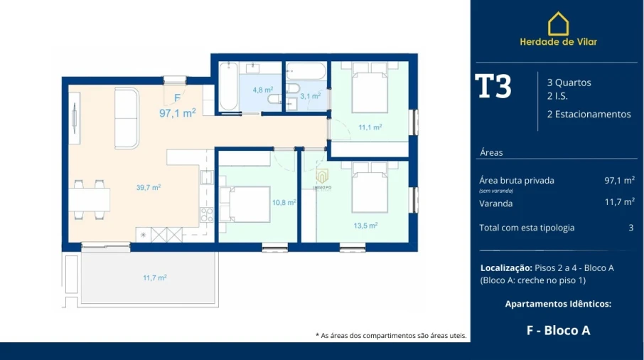 Apartamento T3 para Venda em Mafamude e Vilar do Paraíso Planta 1