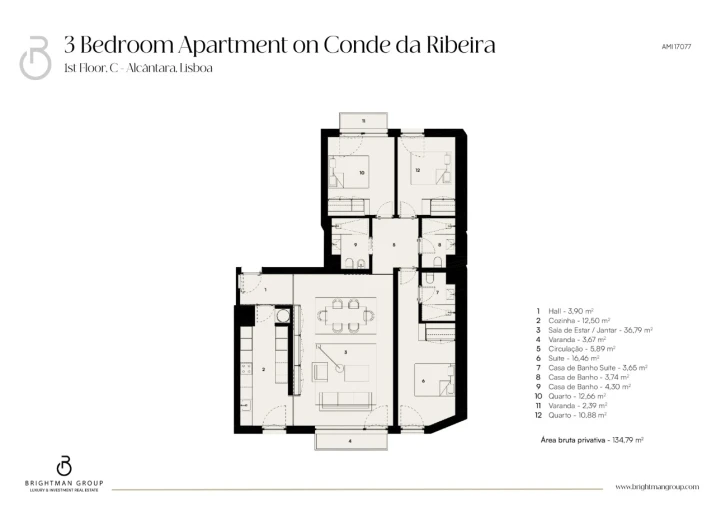 Apartamento T3 para Venda em Alcantara Planta 1