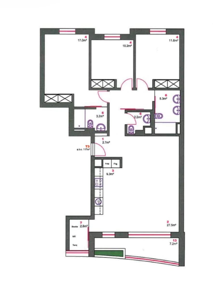 Apartamento T3 para Venda em Póvoa de Varzim, Beiriz e Argivai Planta 1