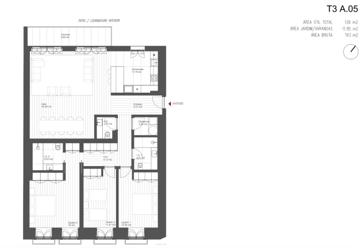 Apartamento T2 para Venda em Santo António Planta 1