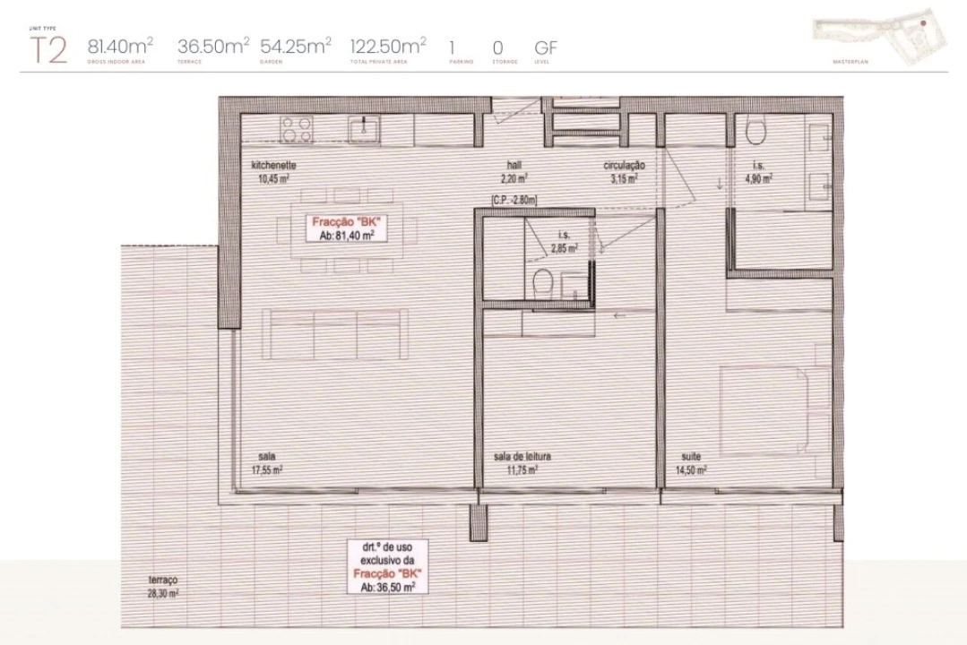 Apartamento T2 para Venda em Lagoa e Carvoeiro Planta 2