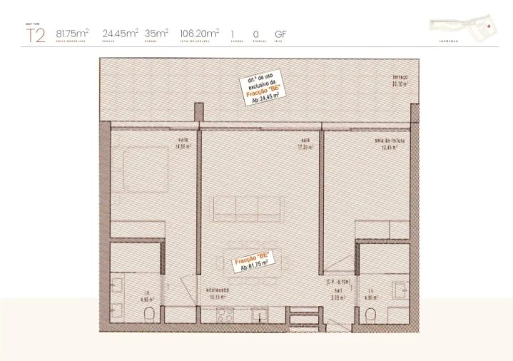 Apartamento T2 para Venda em Lagoa e Carvoeiro Planta 1