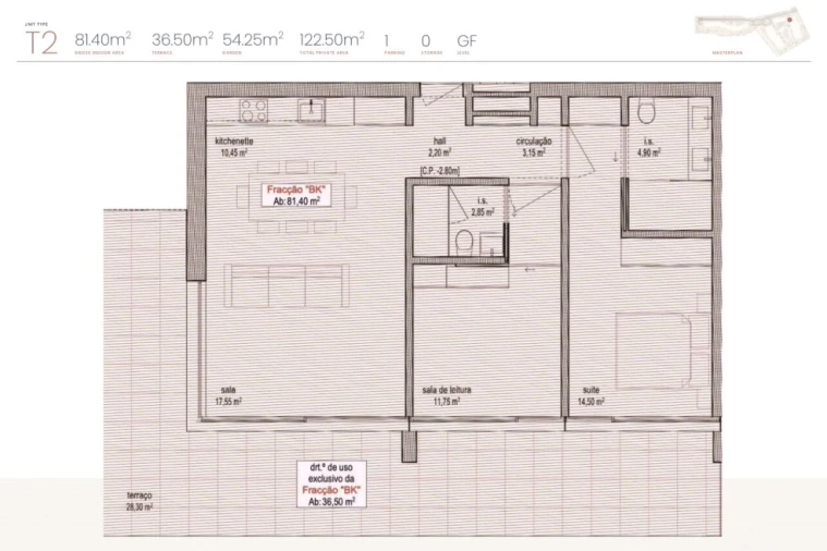 Apartamento T2 para Venda em Lagoa e Carvoeiro Planta 2