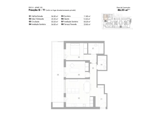 Apartamento T1 para Venda em Lagos (São Sebastião e Santa Maria) Planta 1