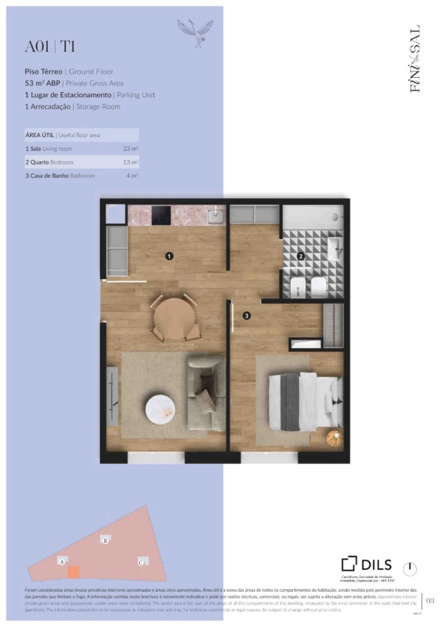 Apartamento T1 para Venda em Santa Maria do Castelo e Santiago e Santa Susana Planta 1