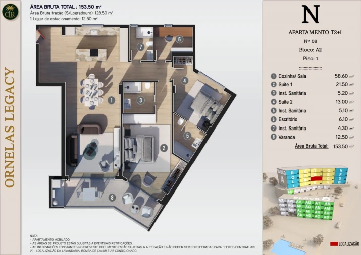 Apartamento T2 para Venda em Calheta Planta 1